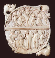 Spiegelrückseite mit höfischen Szenen